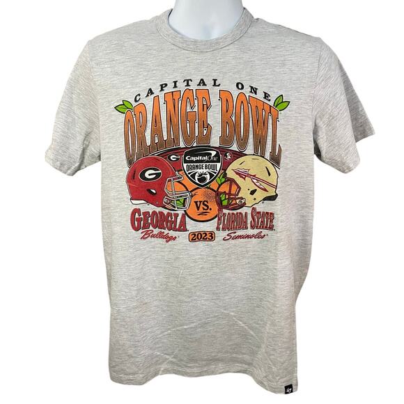47 Brand 2023 Capital One Orange Bowl Georgia Vs FSU T-Shirt Gray Size Medium - Picture 1 of 8